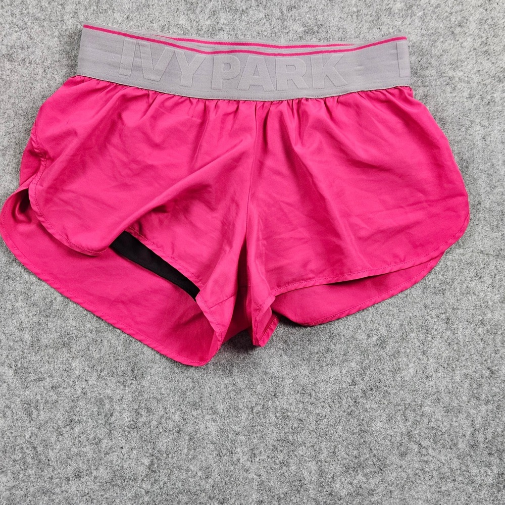 Ivy Park Womens Athletic Shorts Neon Pink Grey Logo Waistband XS Running Gym